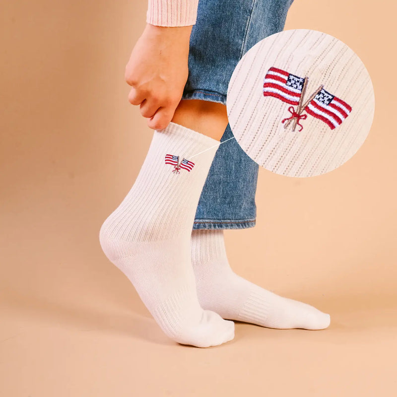 EMBROIDERED FLAG SOCKS