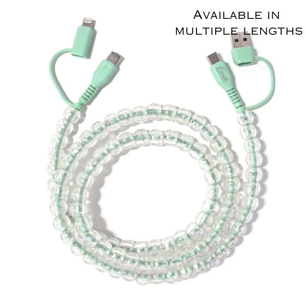 BEADED PHONE CHARGER- 12 COLORS