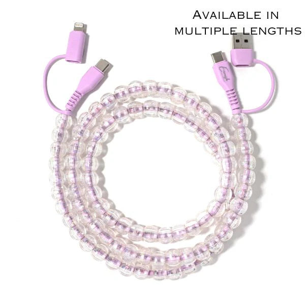 BEADED PHONE CHARGER- 12 COLORS
