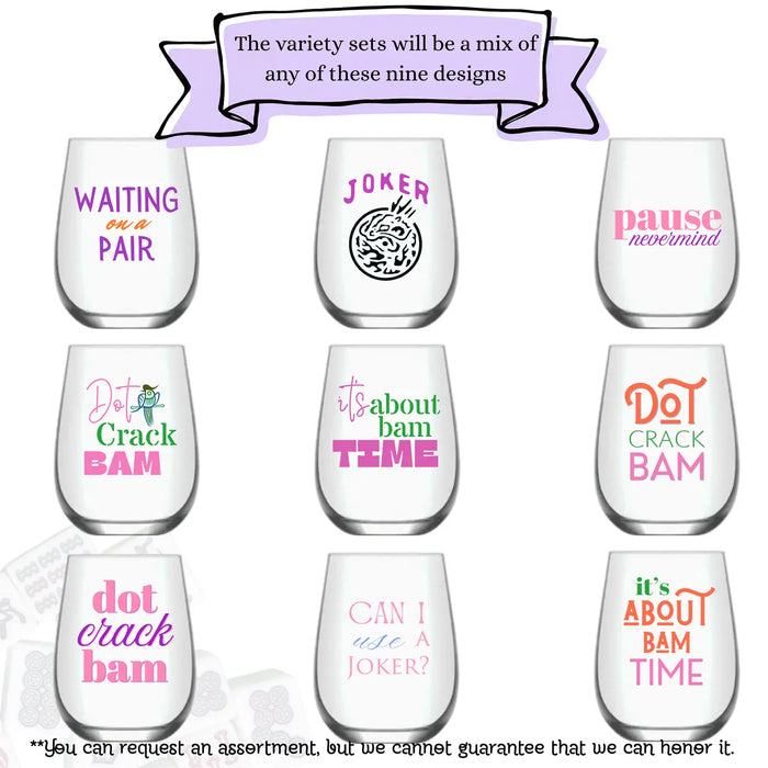 MAHJONG STEMLESS PLASTIC WINE GLASS SET OF 4