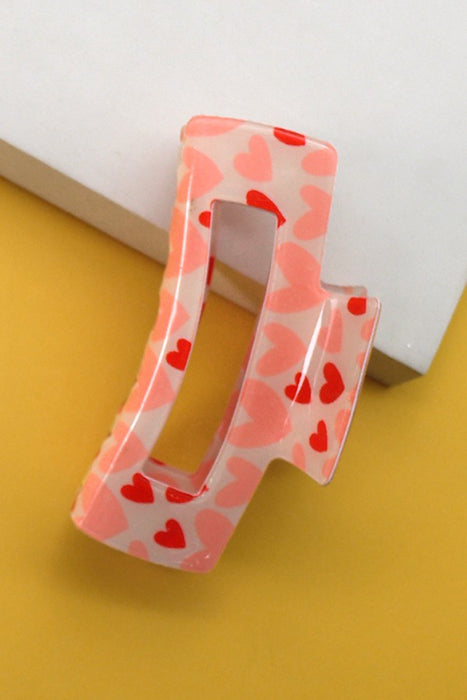 RECTANGLE HEART CLAW CLIP- 3 COLORS