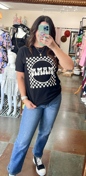 CHECKERED MAMA GRAPHIC TEE- 2 COLORS