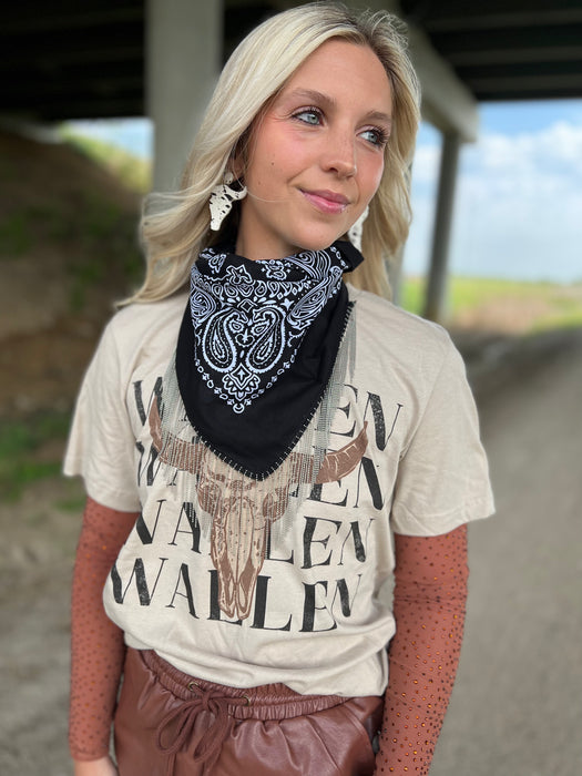 RHINESTONE FRINGE BANDANA- 2 COLORS