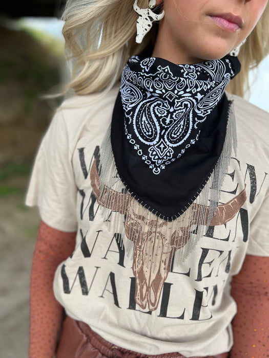 RHINESTONE FRINGE BANDANA- 2 COLORS