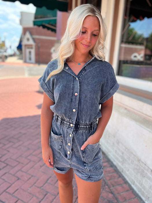 MINERAL WASHED ROMPER- 2 COLORS