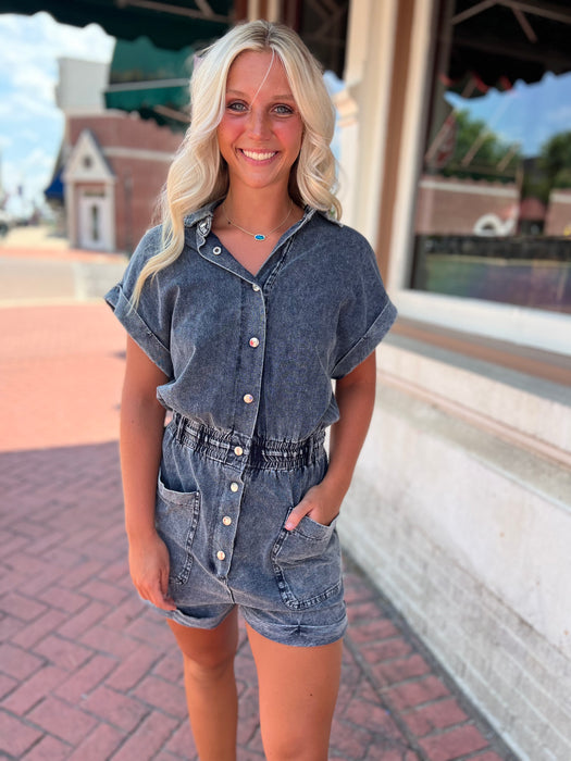 MINERAL WASHED ROMPER- 2 COLORS