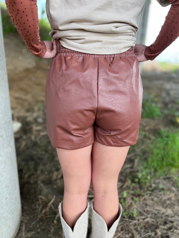 LEATHER SHORTS- 2 COLORS