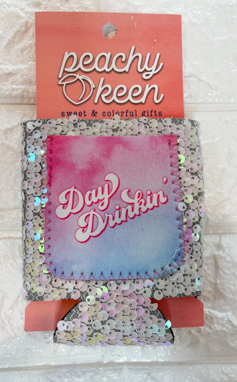 DAY DRINKING SEQUIN CAN COOLER
