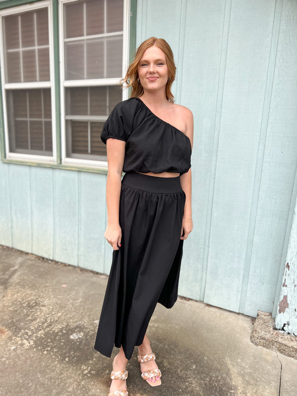 WIDEBAND MIDI SKIRT- 2 COLORS