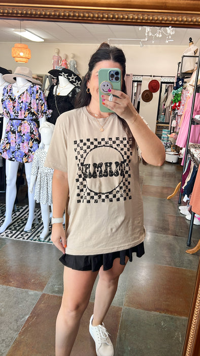CHECKERED MAMA GRAPHIC TEE- 2 COLORS