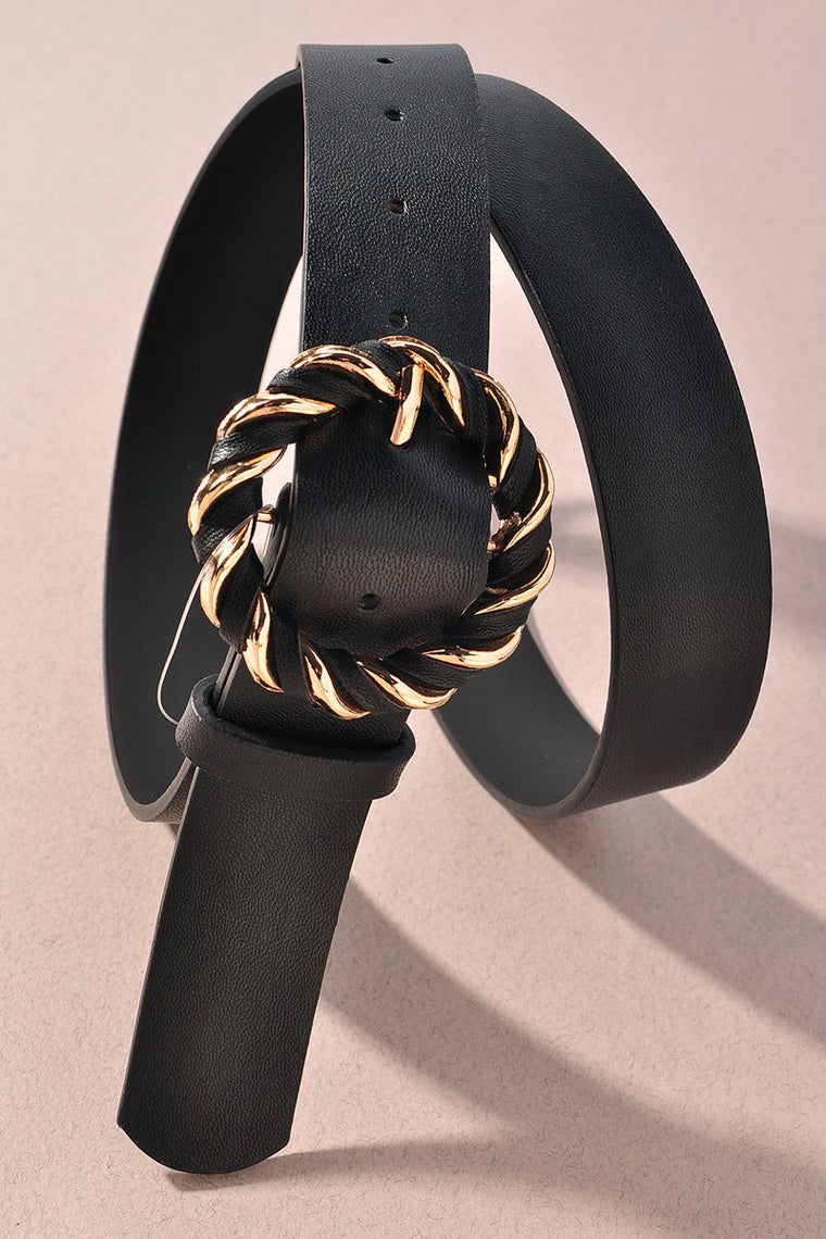 TWISTED BUCKLE BELT- 2 COLORS