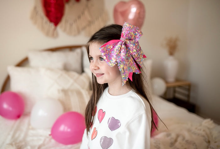 LAYERED SEQUIN BOW
