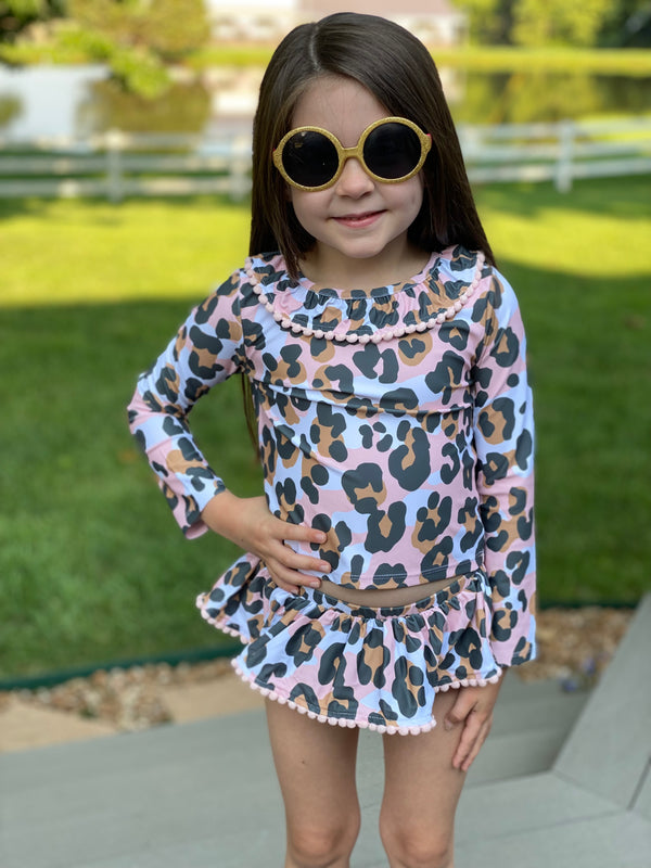 LEOPARD 2 PIECE RASH GUARD