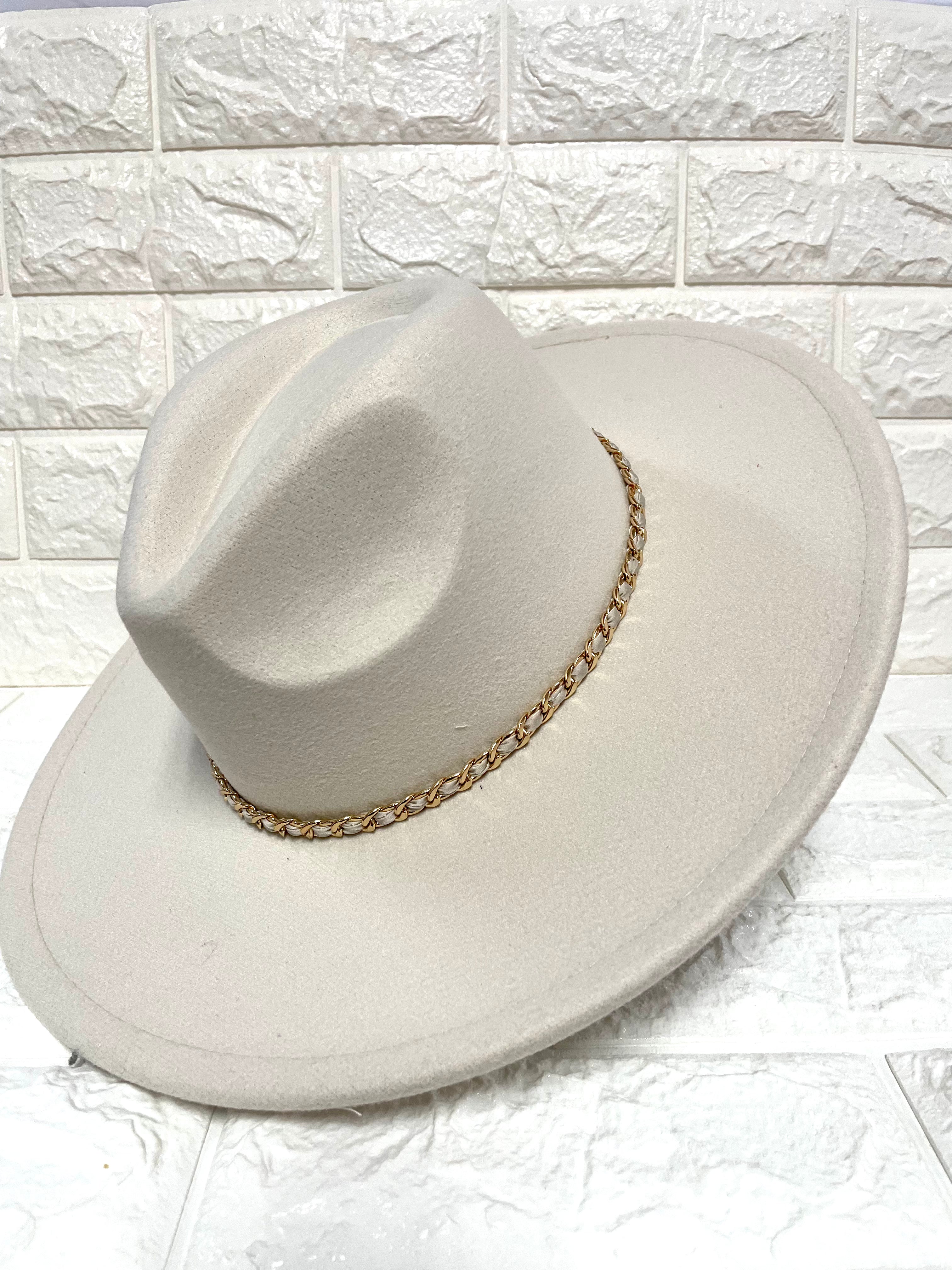 IVORY GOLD CHAIN HAT