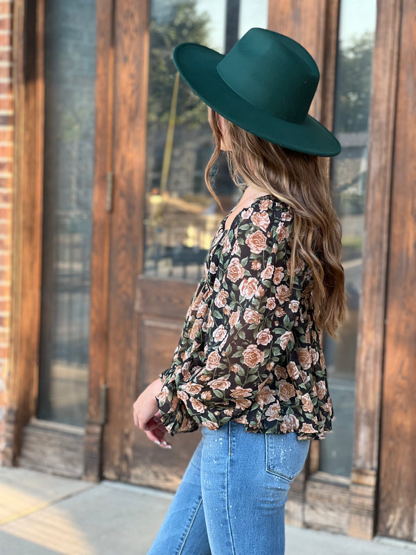 Green online floral blouse