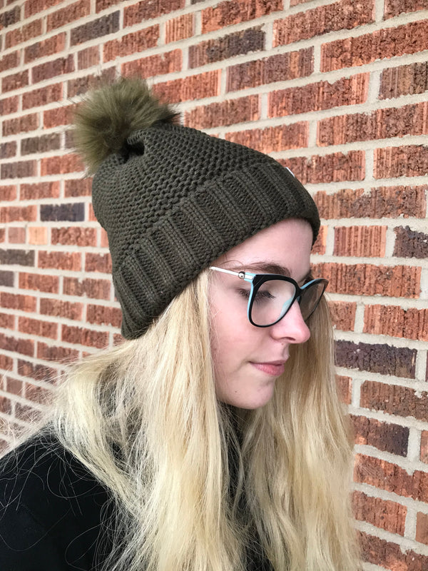 SHERPA LINED POM BEANIE