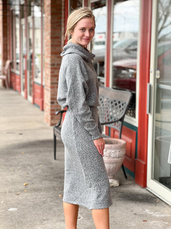 Gray Turtleneck Sweater Dress