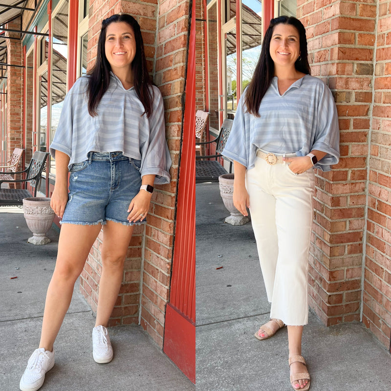 SUMMER STREAM WAFFLE KNIT TOP