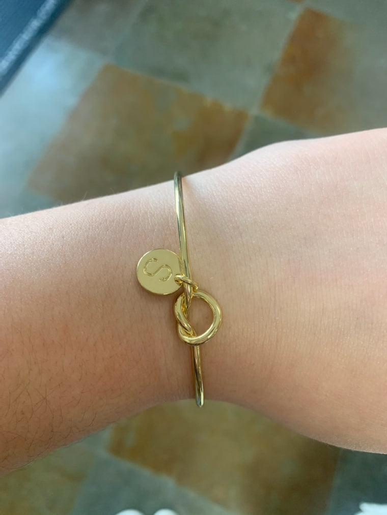 INITIAL KNOT CUFF BRACELET