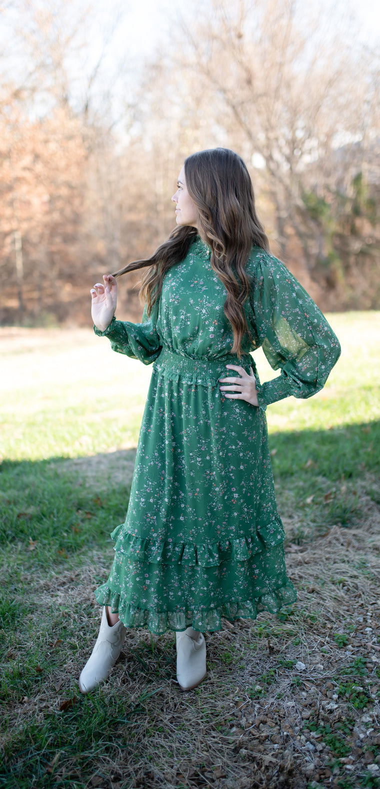 LIKE THE RAIN HIGH NECK DRESS