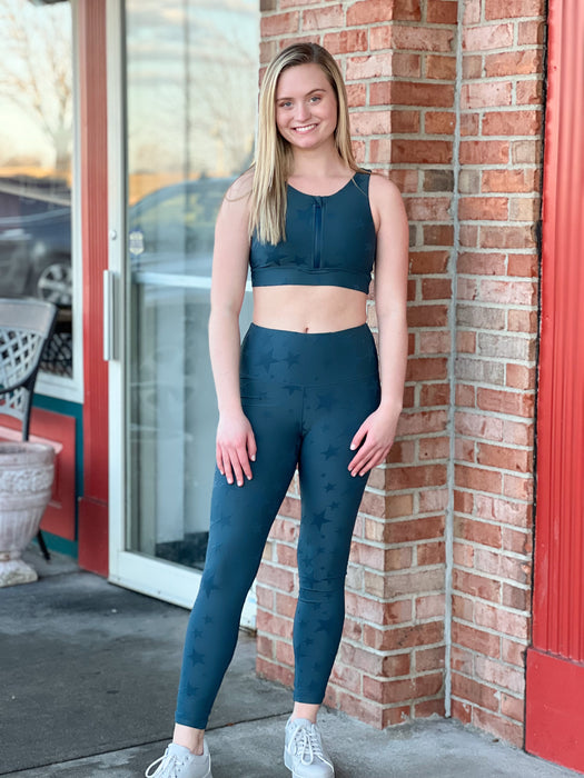 TEXTURED STARS SPORTS BRA- 2 COLORS