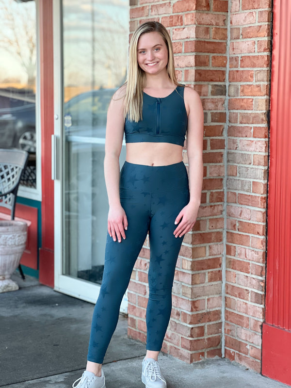 TEXTURED STARS SPORTS BRA- 2 COLORS