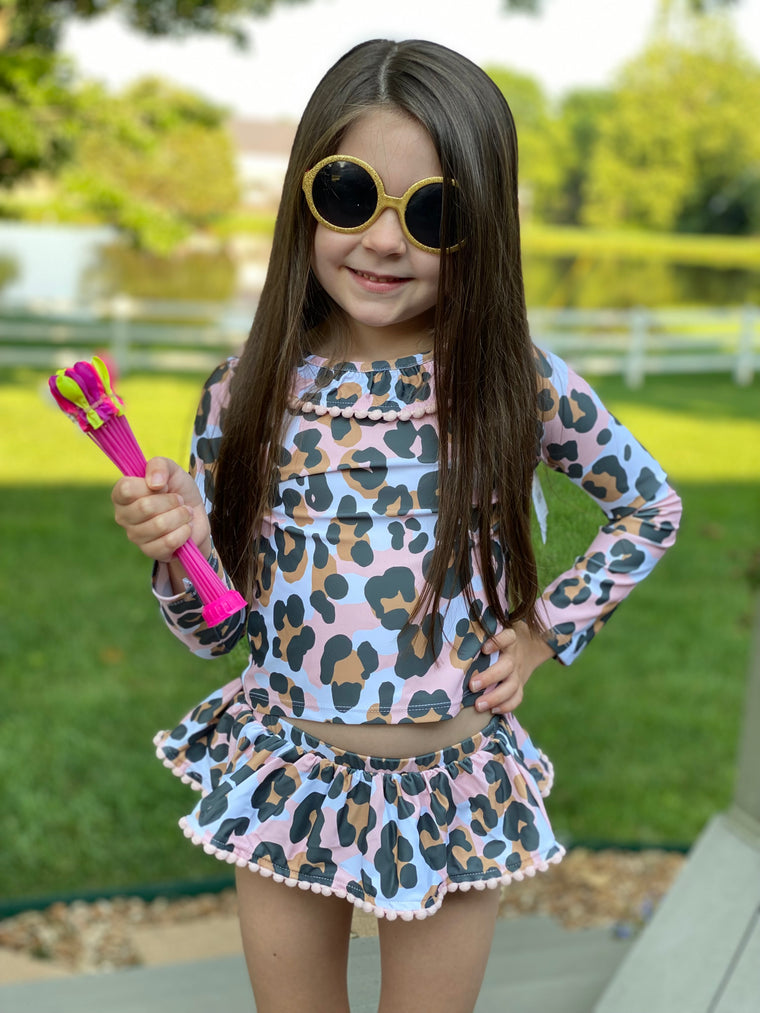 LEOPARD 2 PIECE RASH GUARD