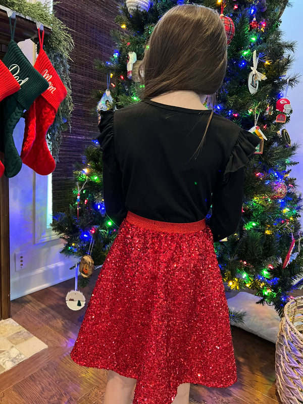 RED SEQUINS SKIRT