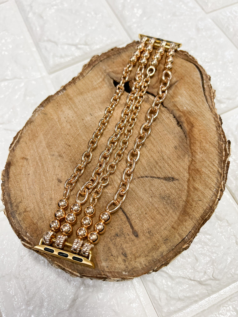 GOLD CHAIN BEADED WATCH BAND