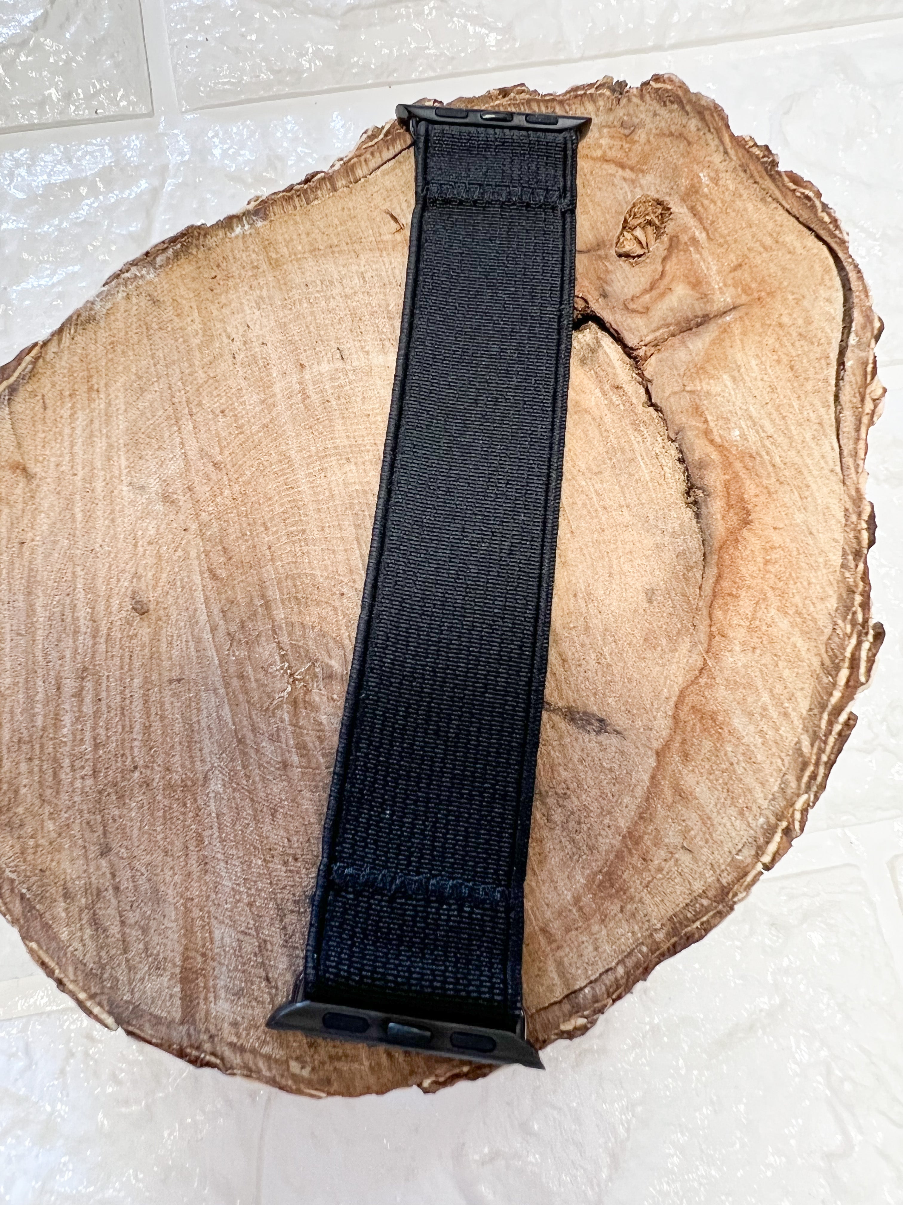 SOLID BLACK STRETCHY FABRIC WATCH BAND