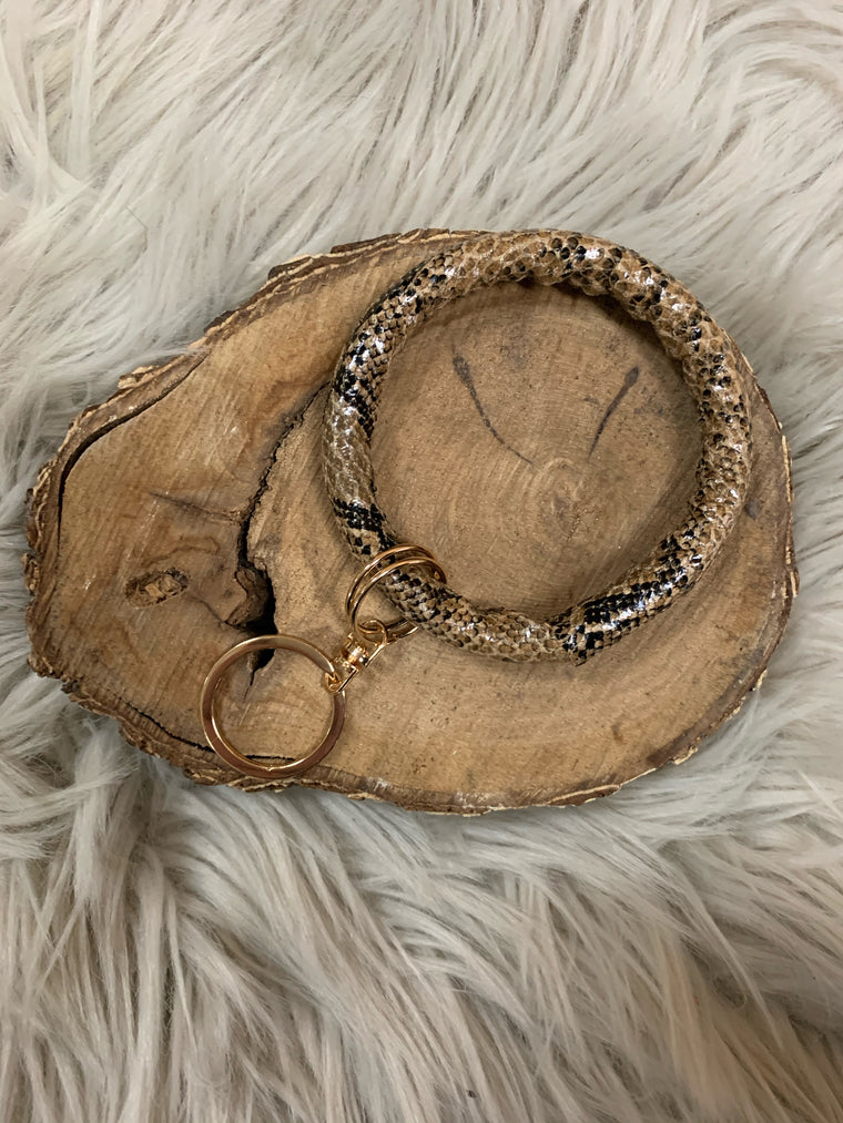 BROWN SNAKESKIN BRACELET KEYCHAIN
