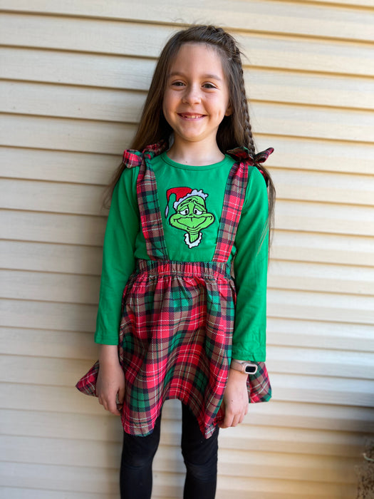 GRINCH PLAID DRESS