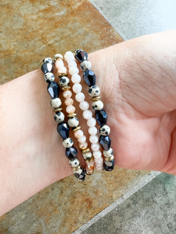 NAVY + LEOPARD BEADED WATCH BAND