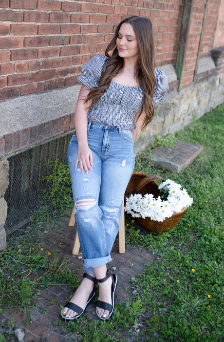 HAPPY CHANCE GINGHAM TOP