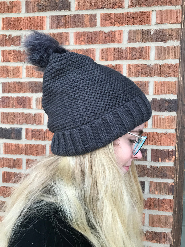 SHERPA LINED POM BEANIE