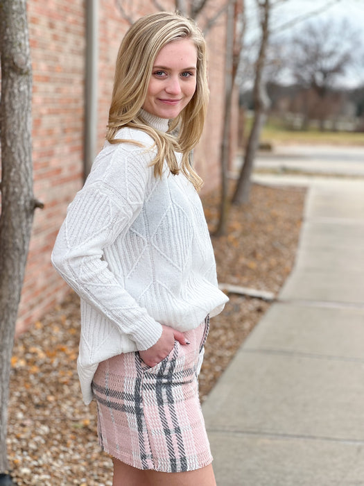 SET A TREND PLAID SKIRT