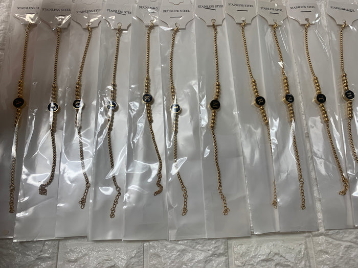 BLACK INITIAL BRACELET