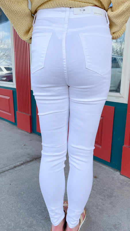 BETTER OFF ALONE WHITE SKINNY JEANS