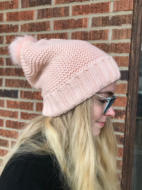 SHERPA LINED POM BEANIE
