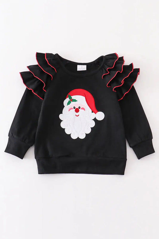 BLACK RUFFLE SANTA TOP