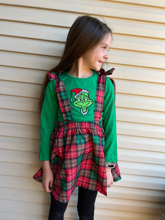 GRINCH PLAID DRESS