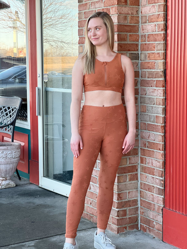 TEXTURED STARS SPORTS BRA- 2 COLORS