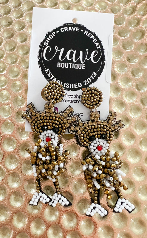 REINDEER BEADED EARRING
