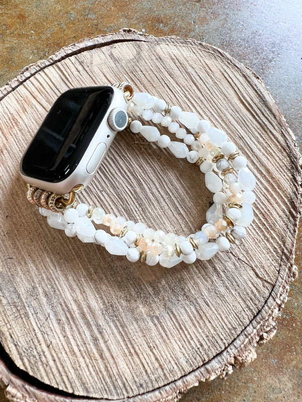 IVORY AND WHITE BEADED WATCH BAND