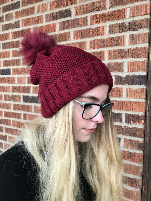SHERPA LINED POM BEANIE