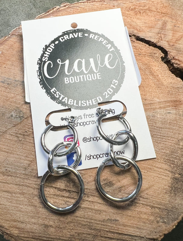 SILVER TRIO HOOP EARRING