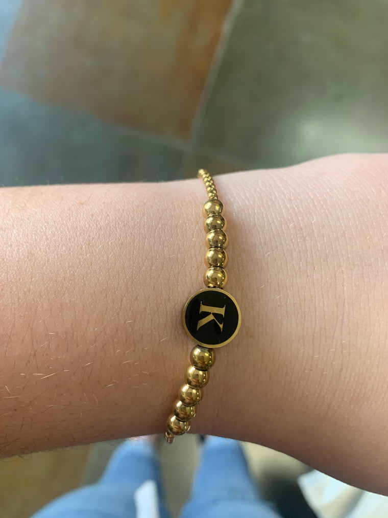 BLACK INITIAL BRACELET