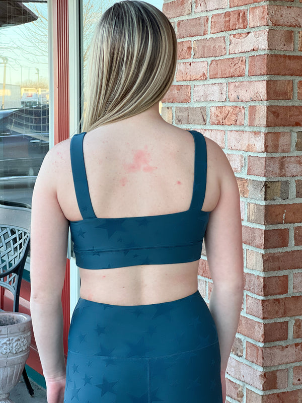 TEXTURED STARS SPORTS BRA- 2 COLORS