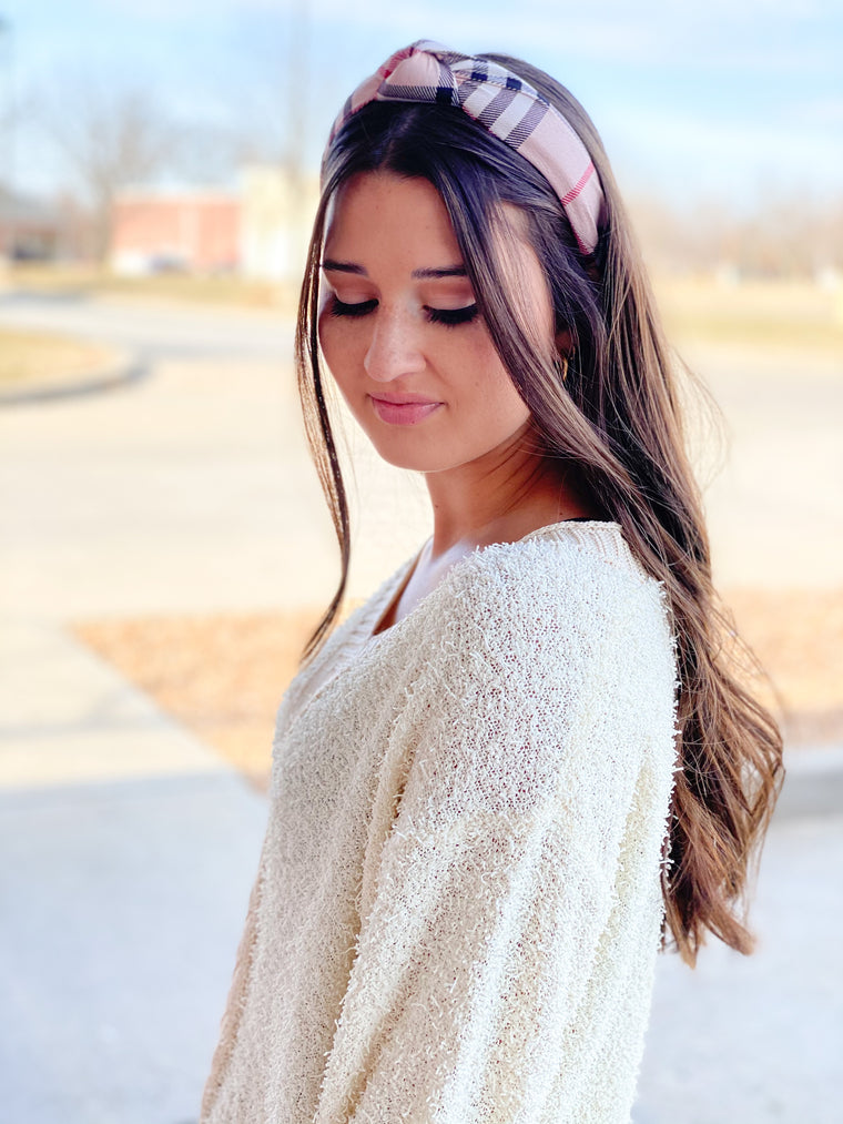 PLAID KNOTTED HEADBAND