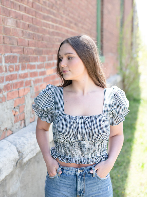 HAPPY CHANCE GINGHAM TOP